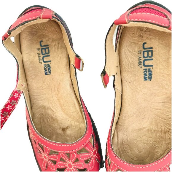 JBU Jambu Wildflower Mary Jane Flats Women Sz 7.5M Memory Foam Red Comfort - Picture 9 of 10